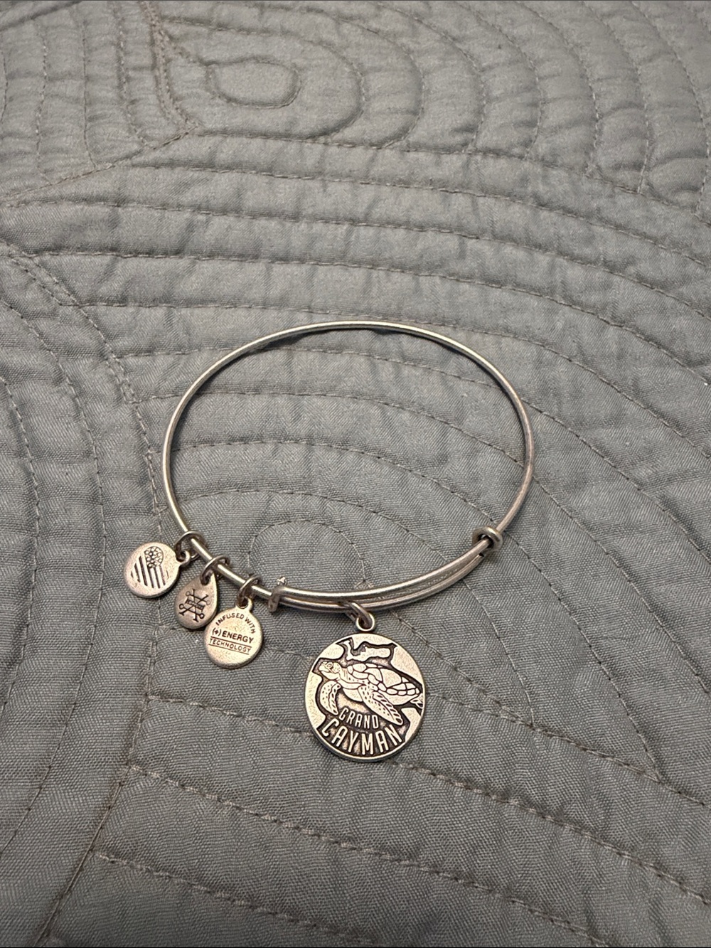 Alex and Ani - Silver Charm Bangle Bracelet with Grand Cayman Disc